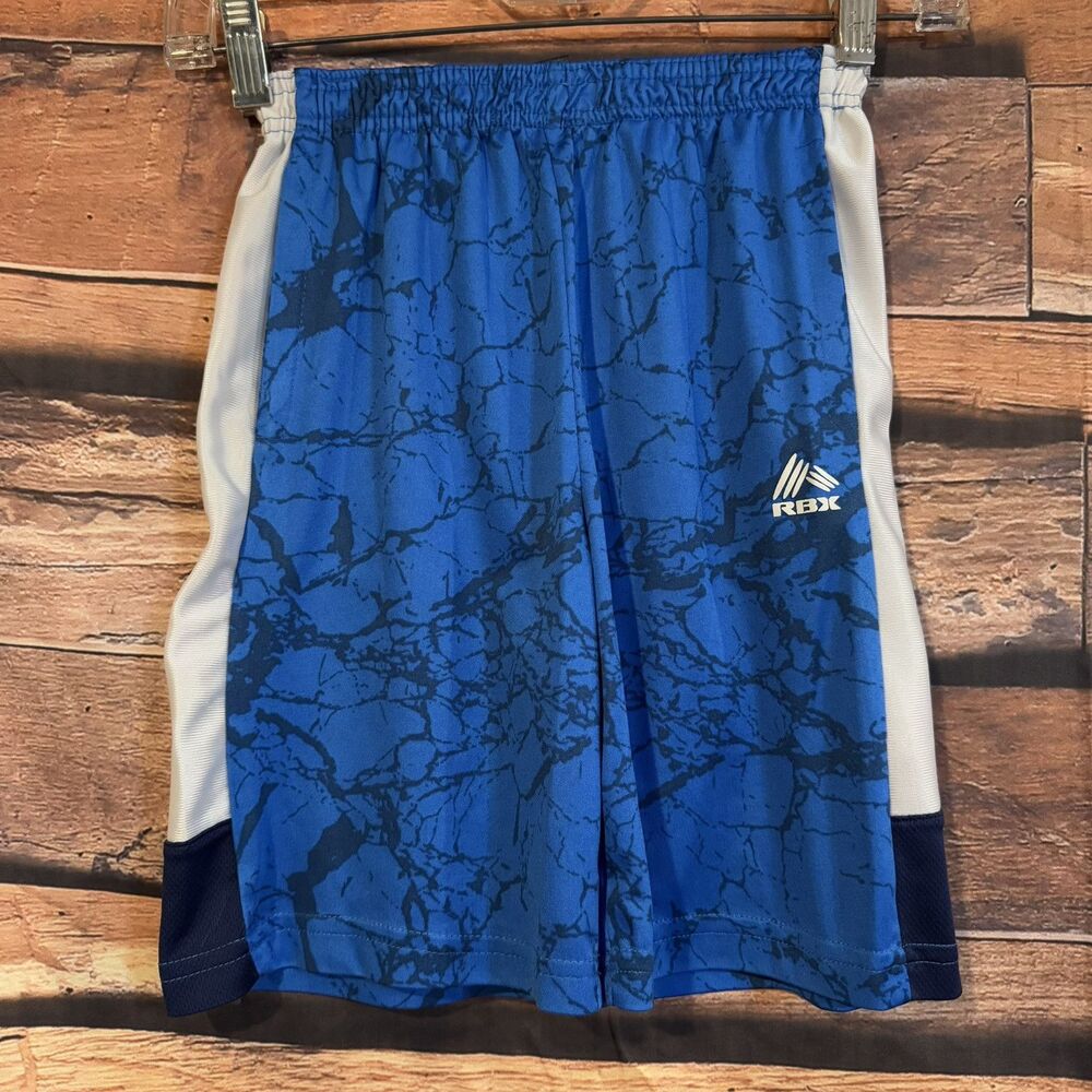 RBX Boys Size 7 Large L Razzle Mesh Athletic Shorts Blue Marble Basketball Gym
